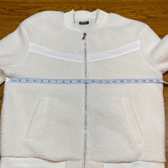 Zyia Active Fleece Jacket Flying V Cream Bomber Style Size L - Picture 4 of 15